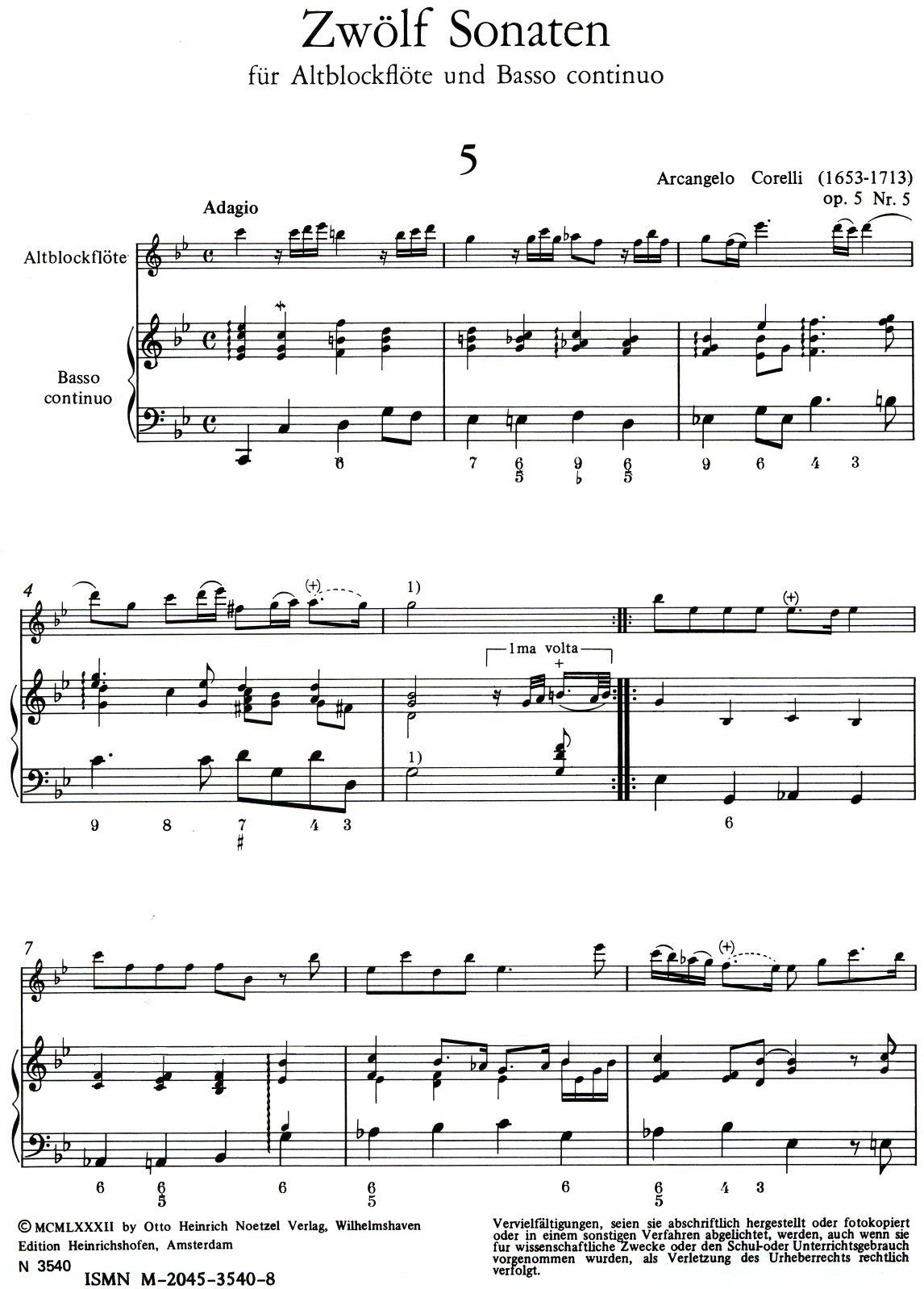 12 Sonatas Op 5  Nos 5 and 6, Vol III