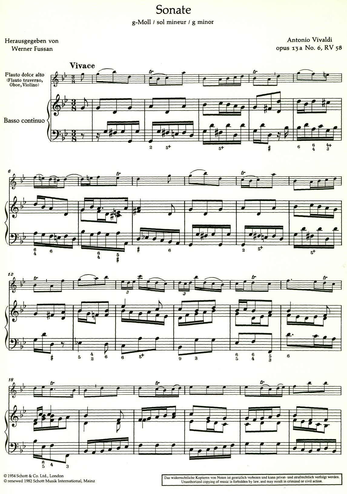 Sonata in g minor Op13A  No6, RV58