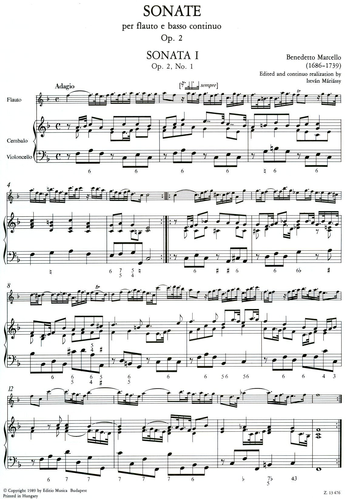 12 Sonatas Op 2  Part I (nos 1-6)