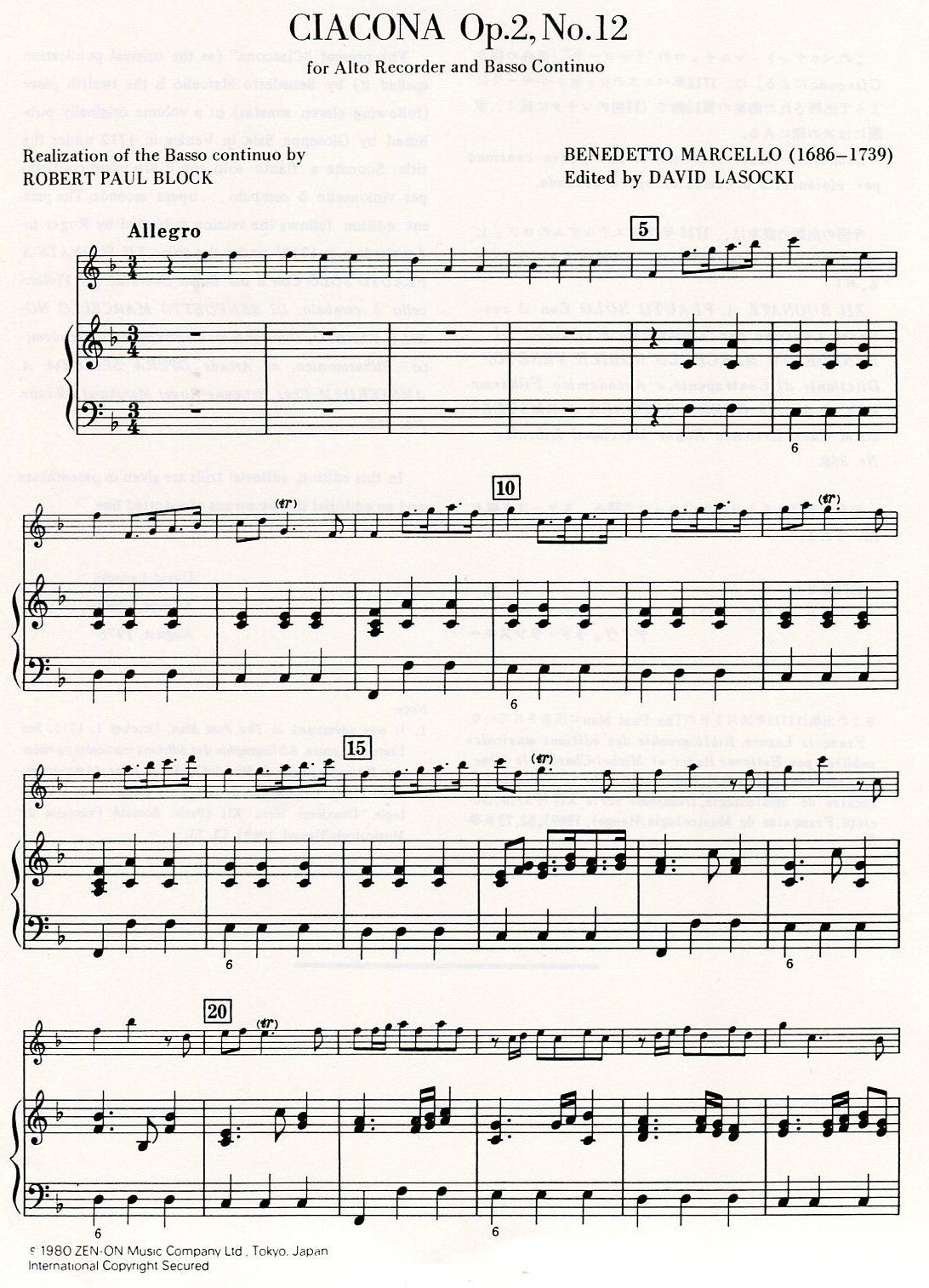 Ciacona Opus 2 No 12
