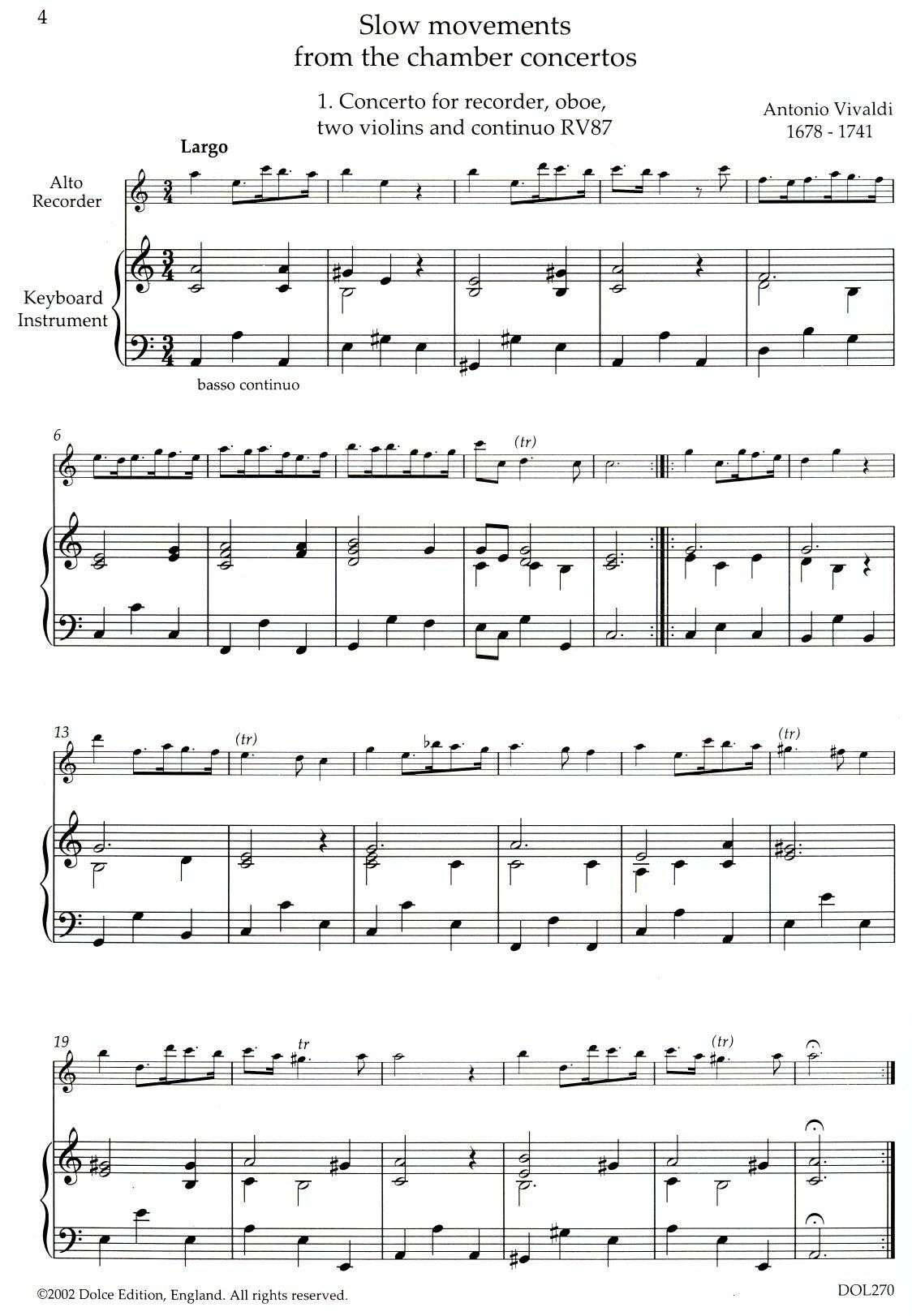 Slow movements from the Chamber Concertos
