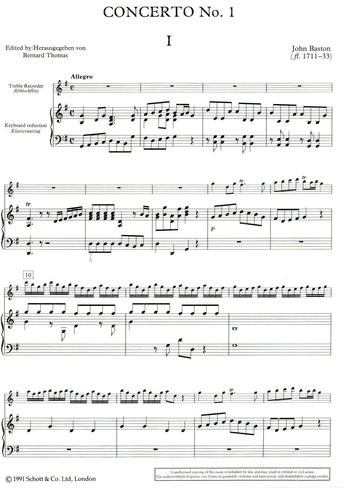 Concerto no 1 in G Major