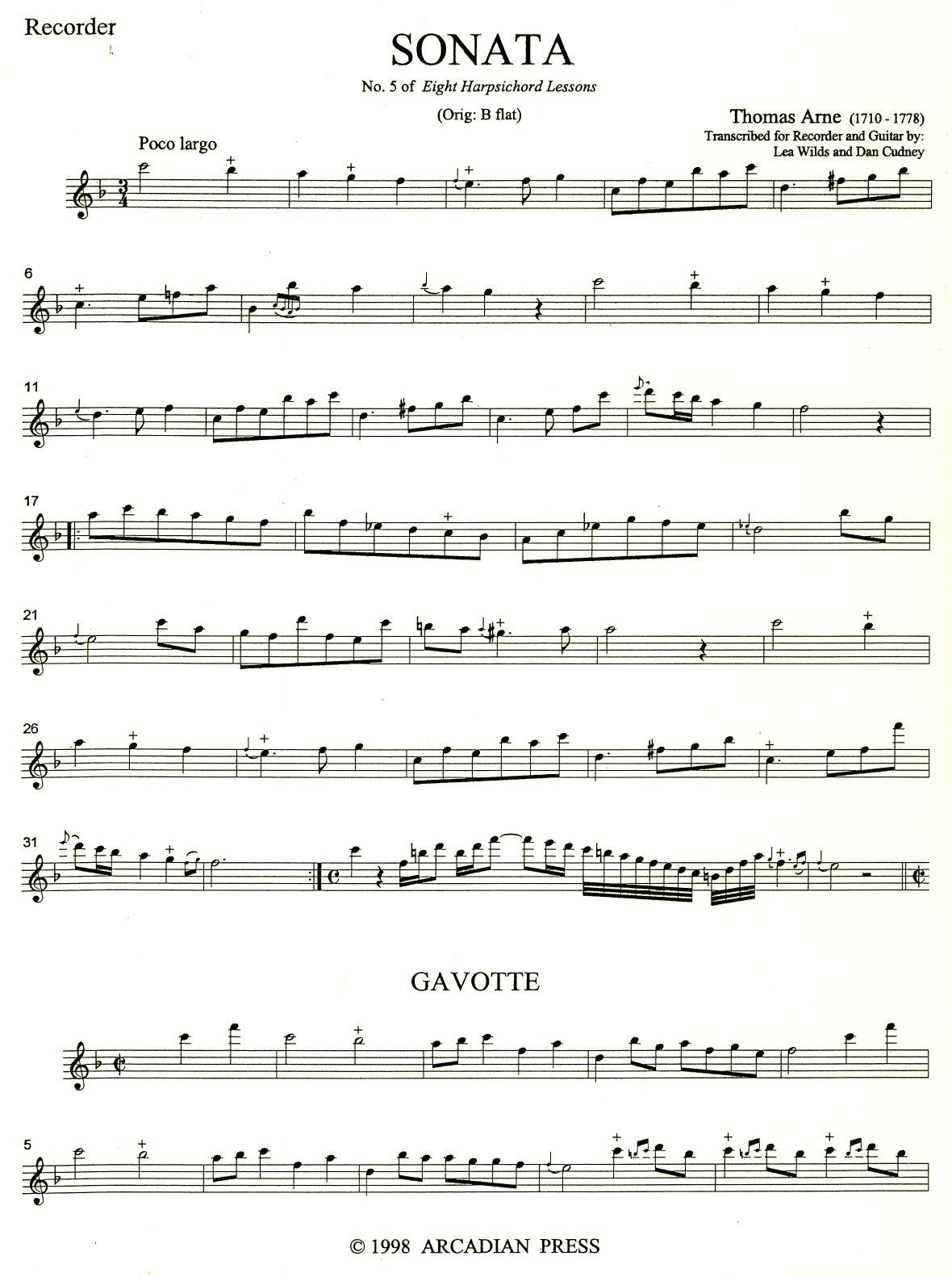 Sonata V from Eight Harpsichord Lessons