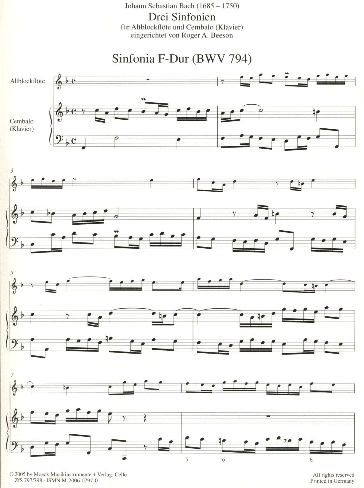 Three Sinfonias (BWV 794,795,799)