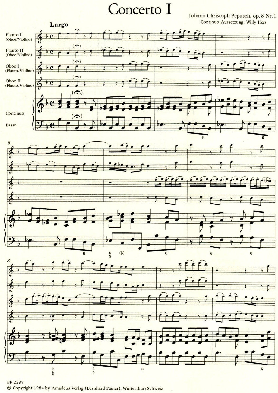 Six Concertos Op 8 No 1