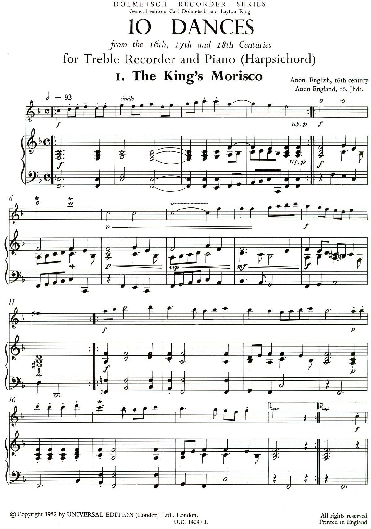 Ten Dances of the 16th - 18th centuries