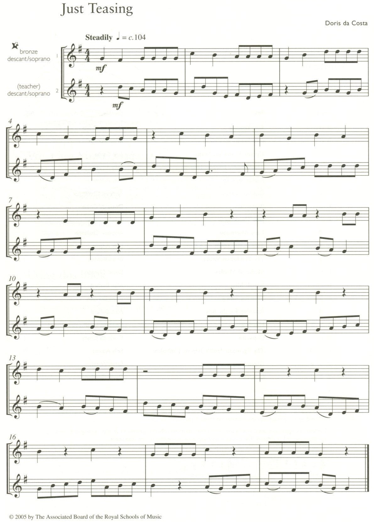 Music Medals: Bronze Recorder Ensemble Pieces