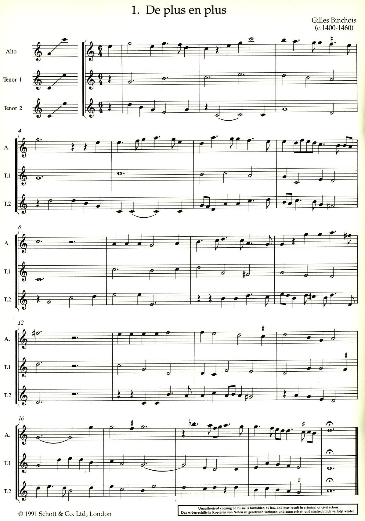Schott Recorder Consort Anthology: Fifteenth-Century Music Vol 1