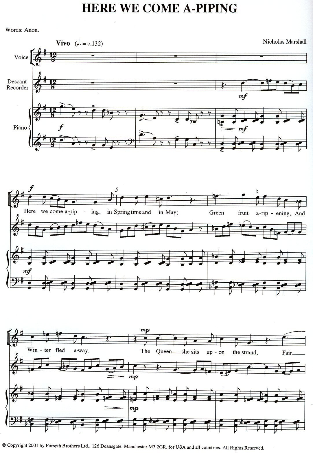 Seven Short Songs for voice, Recorder and Piano