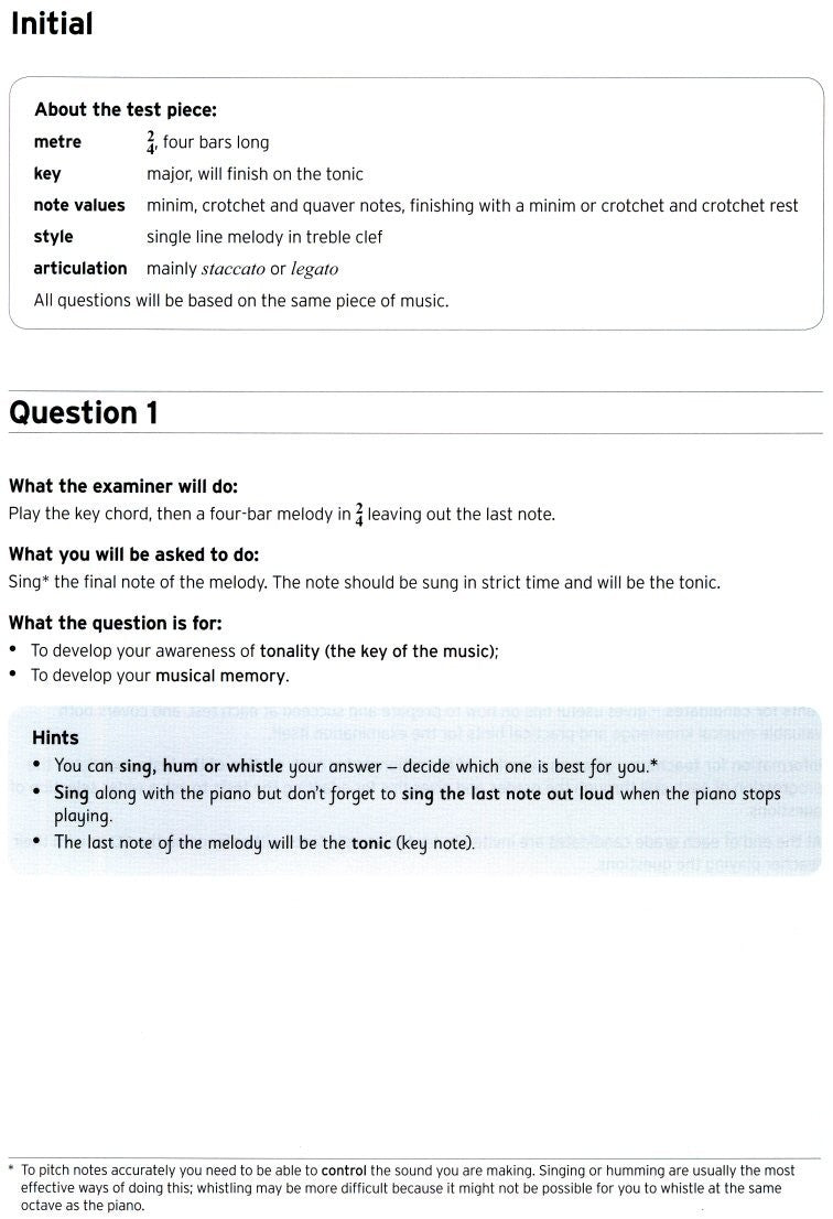 Aural Book 1 Specimen Aural Tests Initial- Grade 5