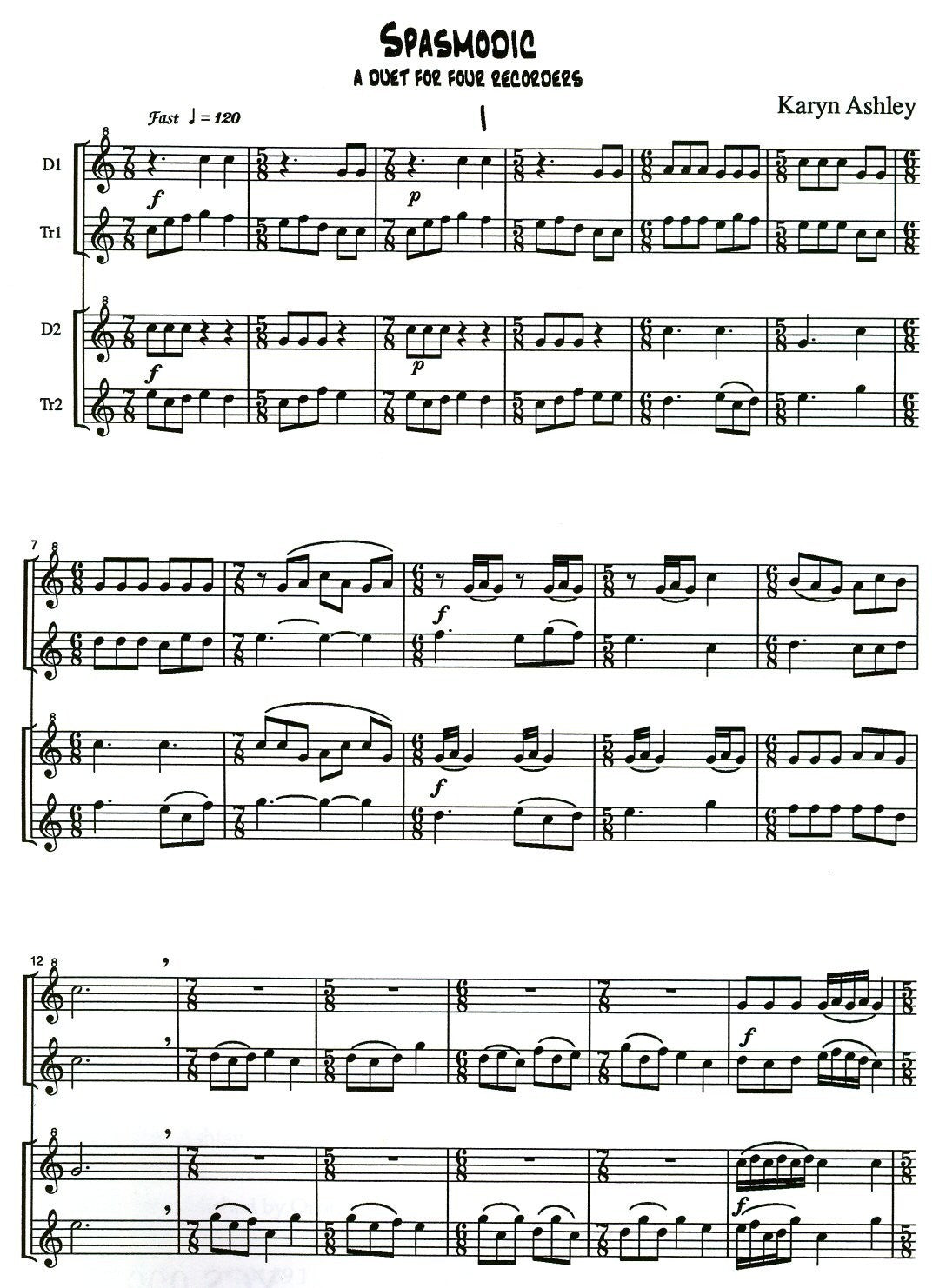 Spasmodic - A Duet for Four Recorders