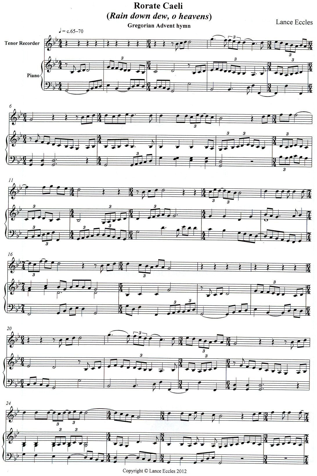Rorate Caeli (Rain down dew, o heavens)