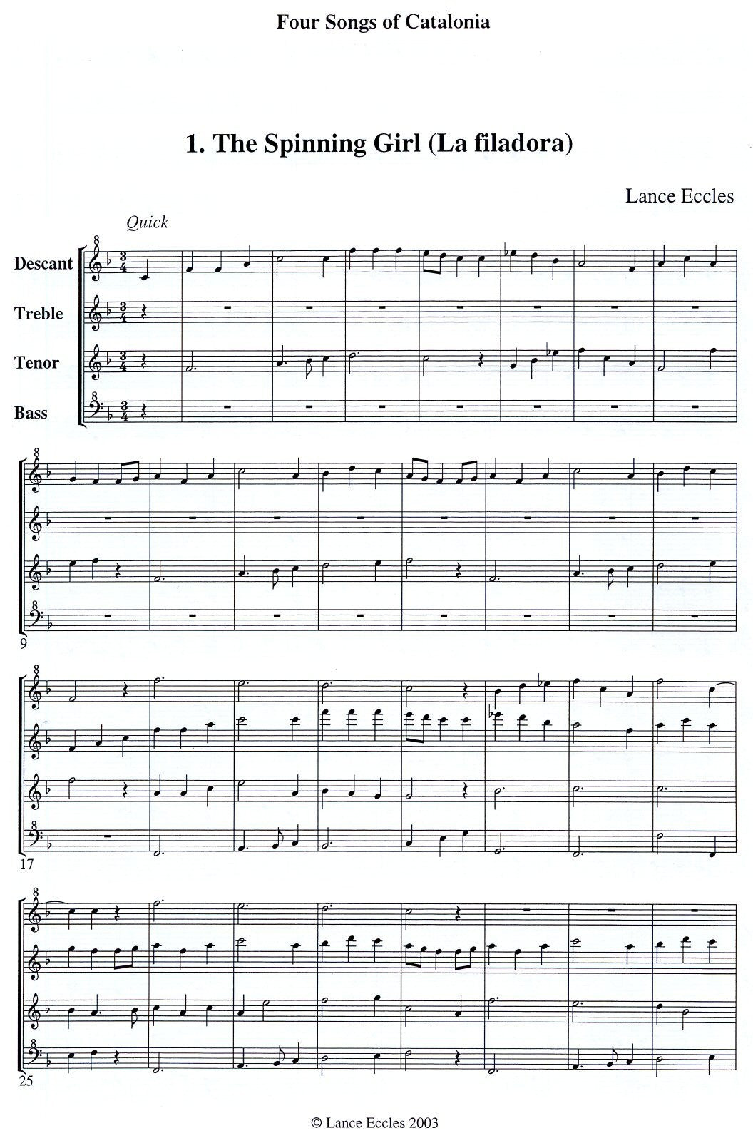 Four Songs of Catalonia (Digital Download)