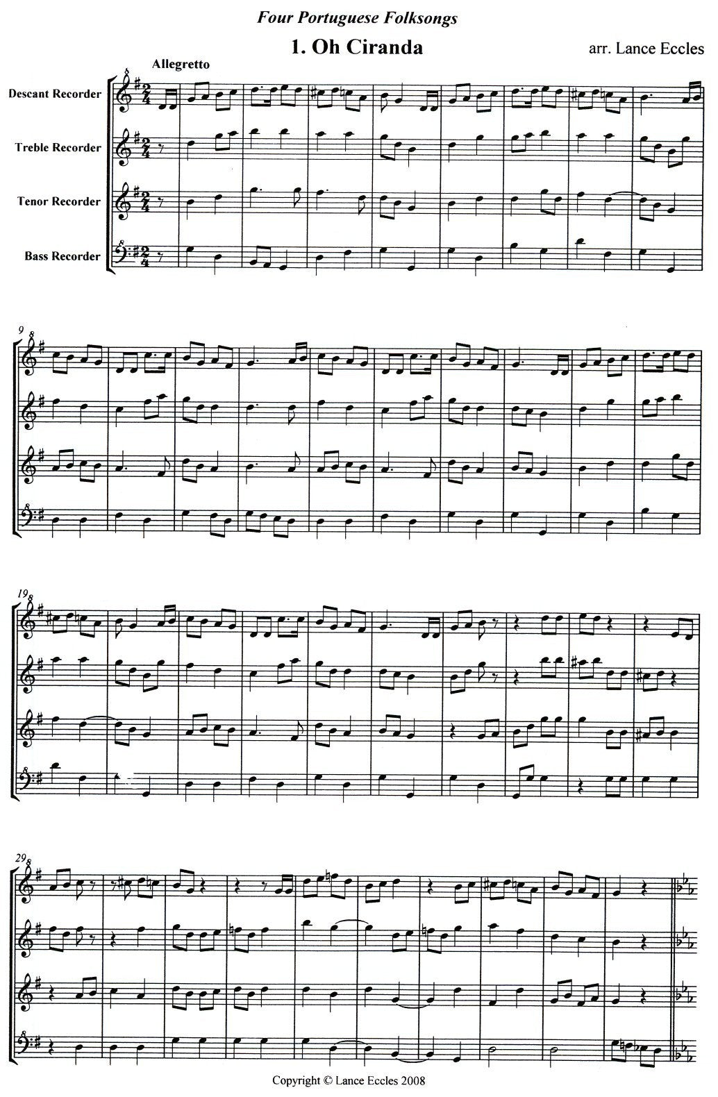 Four Portuguese Folksongs (Digital Download)