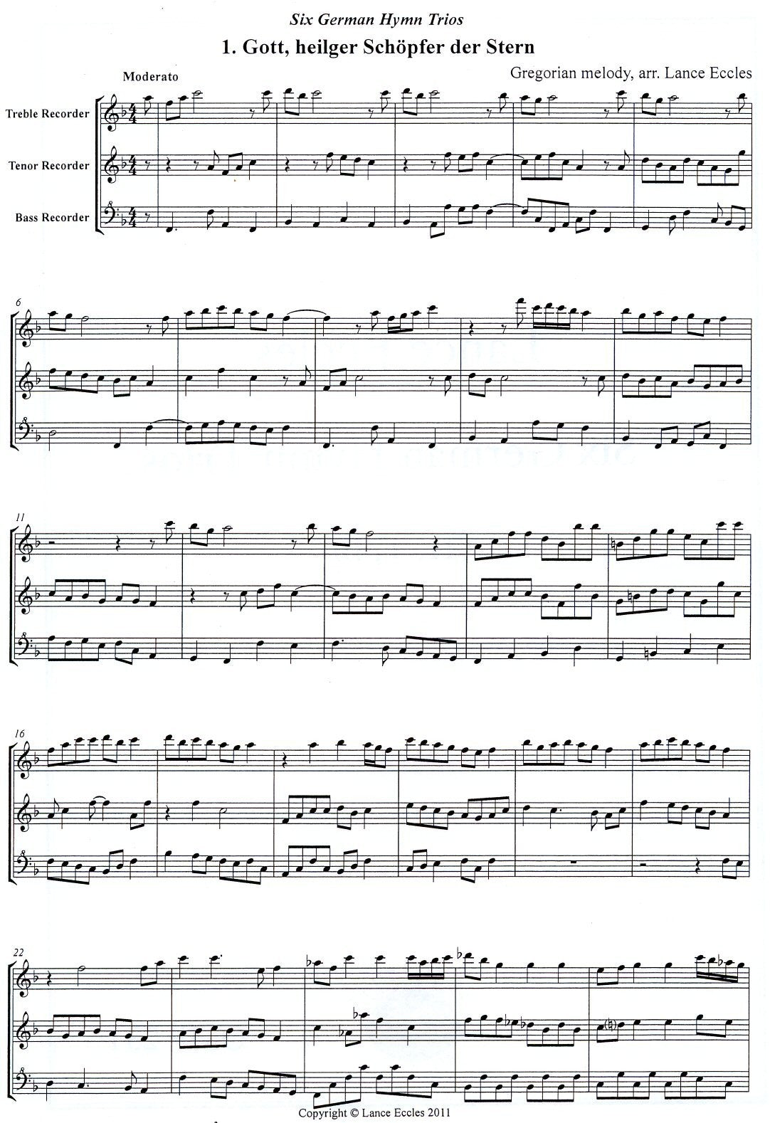 Six German Hymn Trios