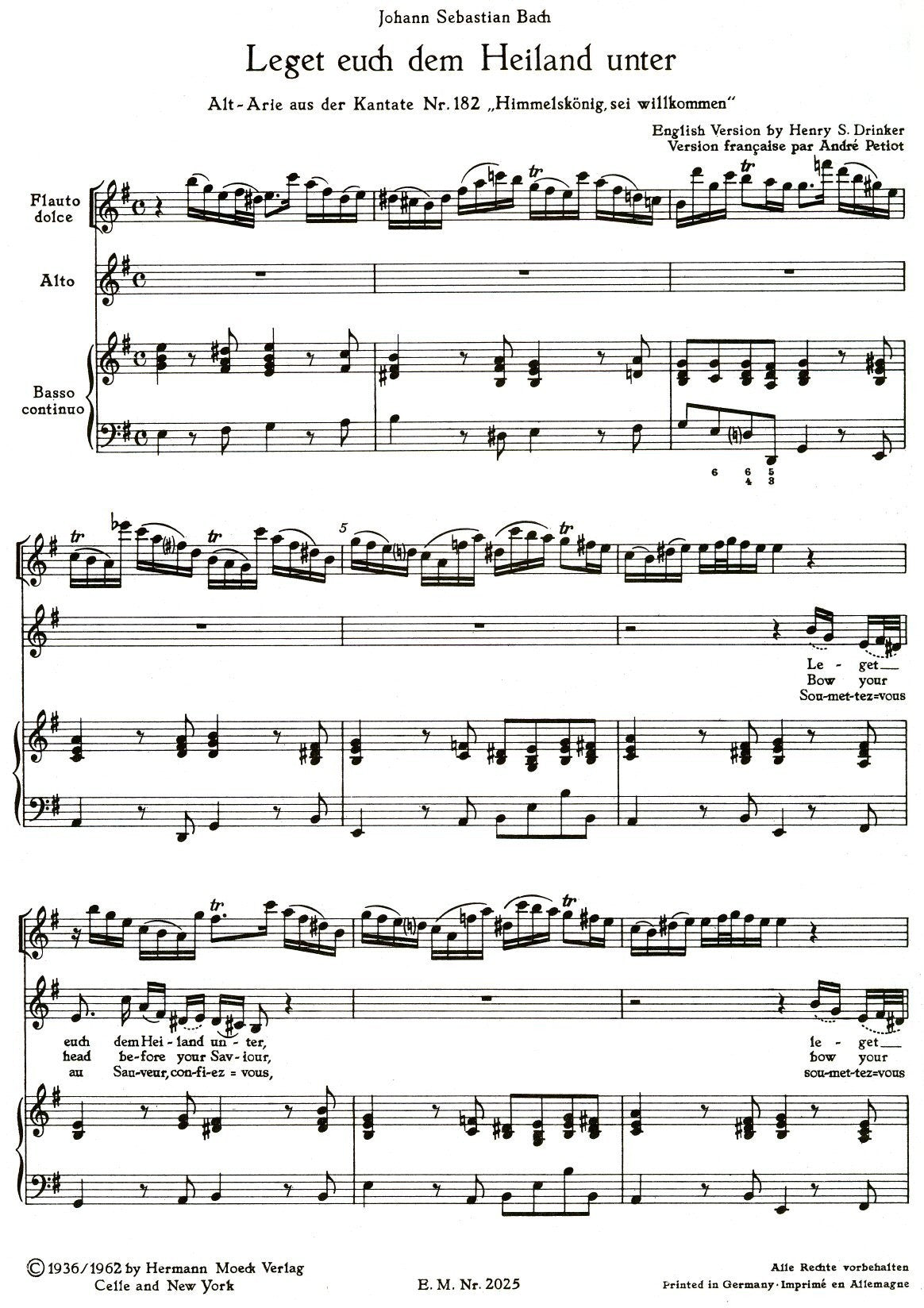 Leget euch dem Heiland unter - Aria from Cantata 182