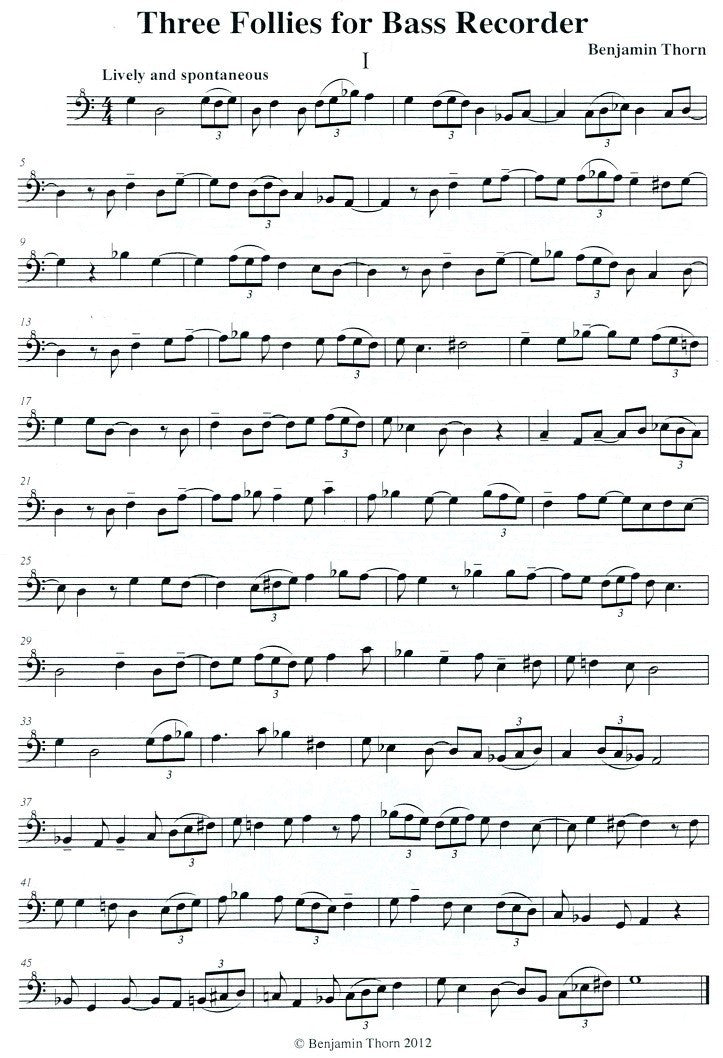 Three Follies for Bass Recorder
