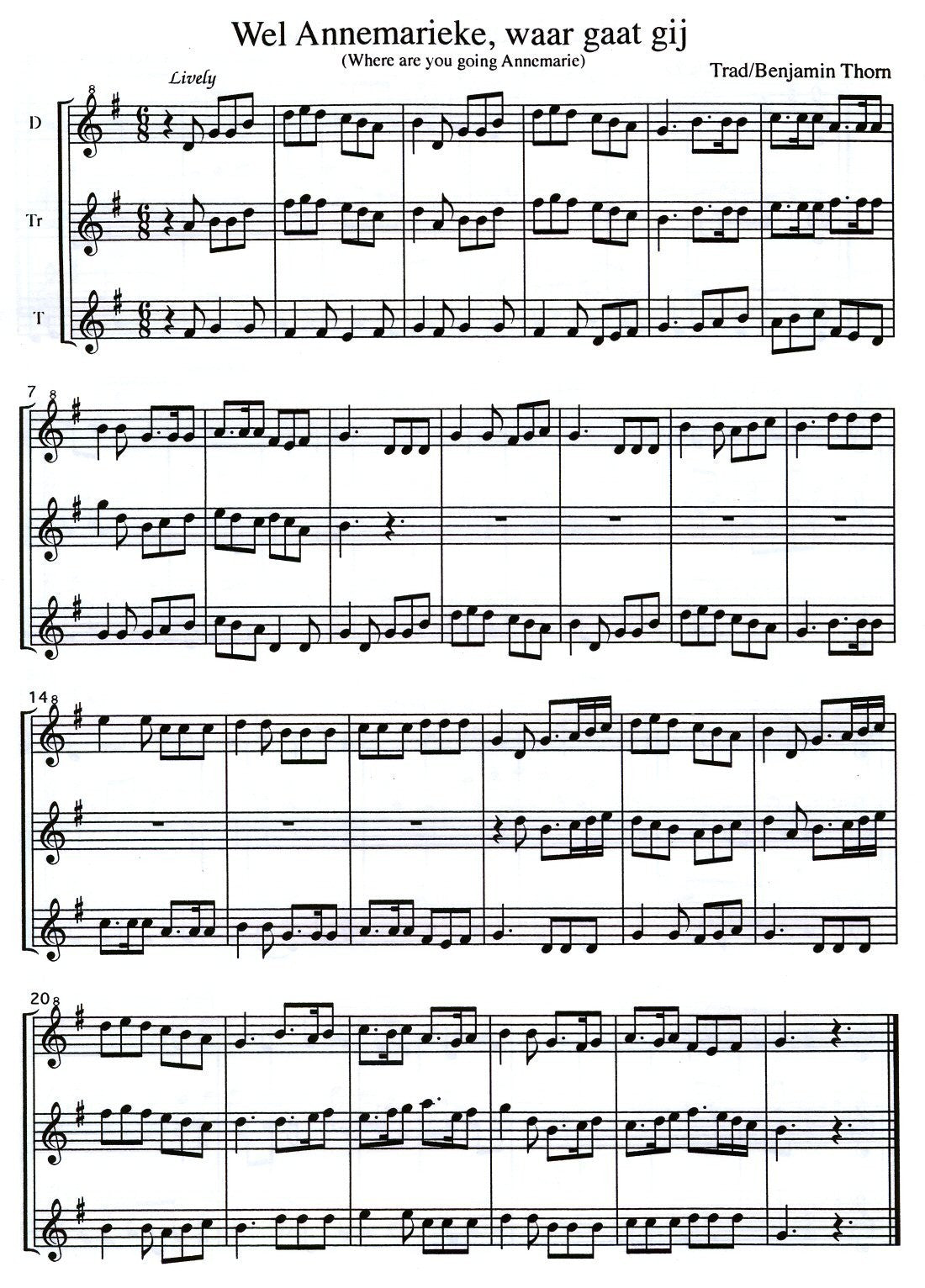 Wel Annemarieke, waar gaat gij and other Dutch folksongs