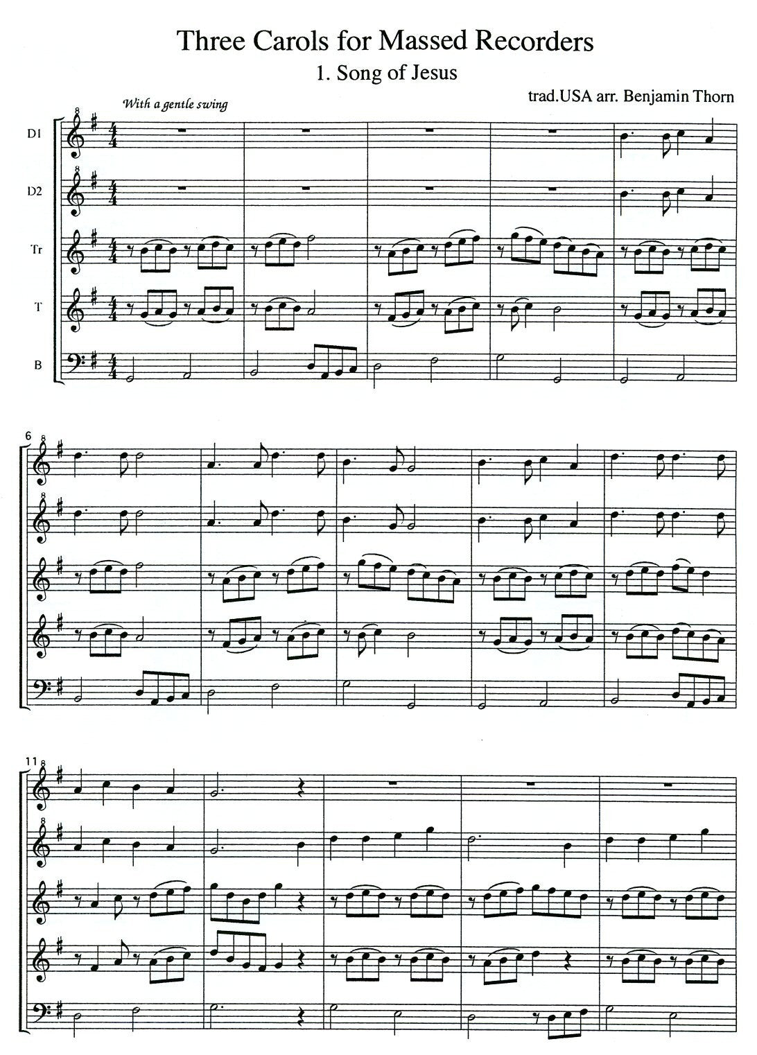 Three Carols for Massed Recorders