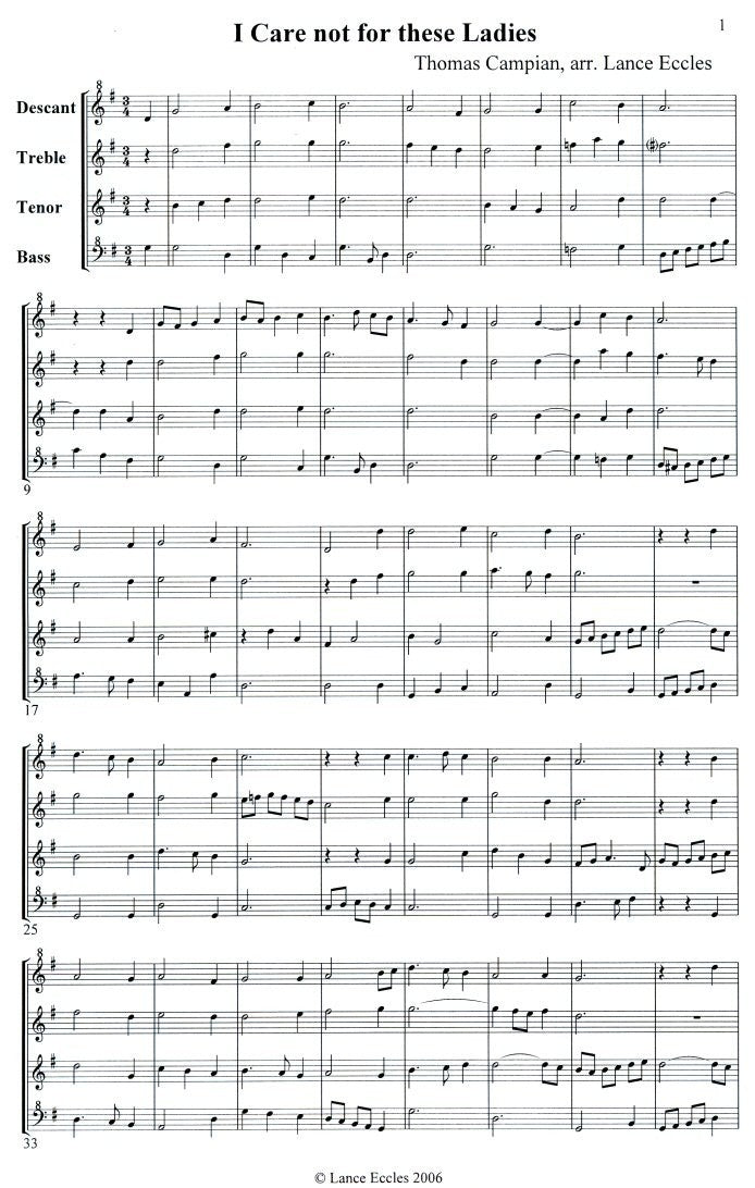 I care not for these ladies and other Elizabethan lute songs
