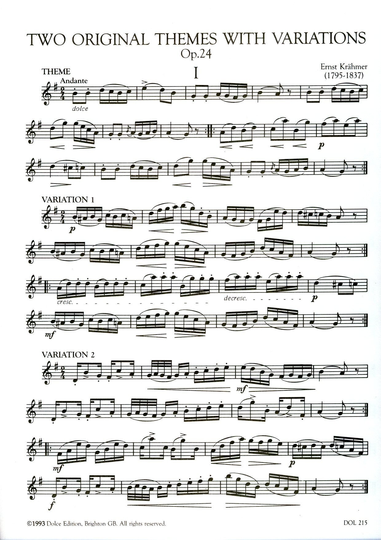 Two Original Themes with Variations, Op 24