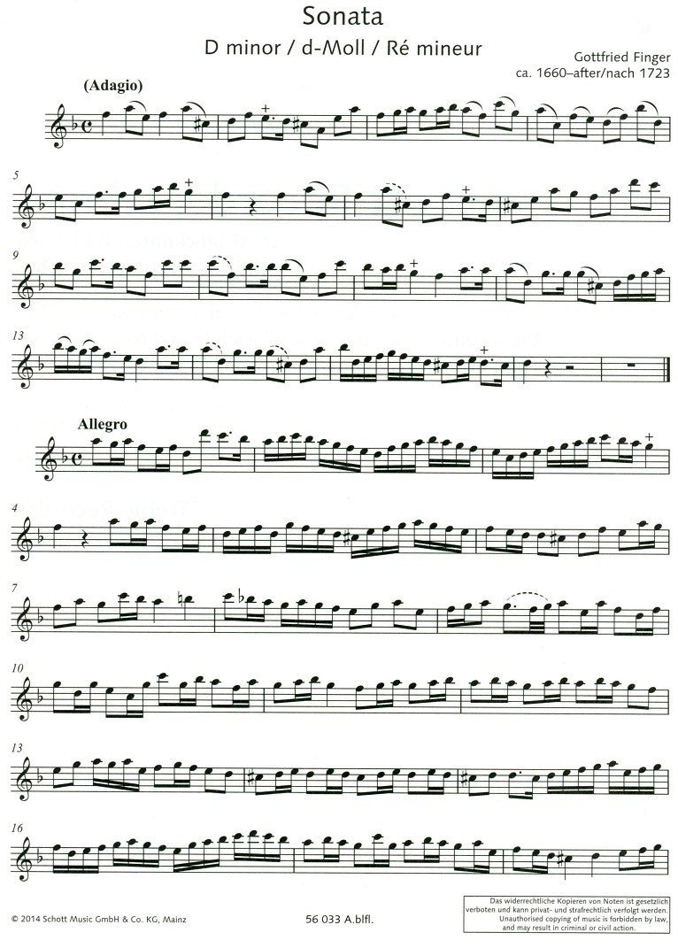 The Finest Sonatas for Treble Recorder and Basso continuo