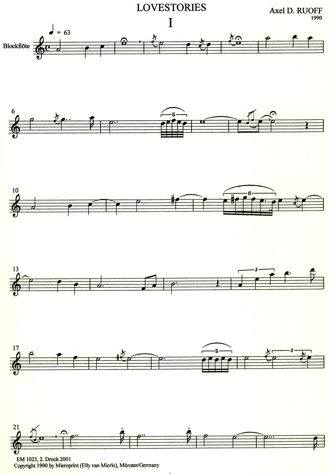 Lovestories for treble solo
