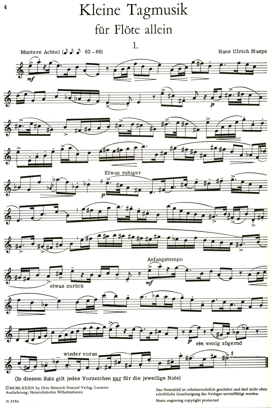 Kleine Tagmusik fur eine Flote allein