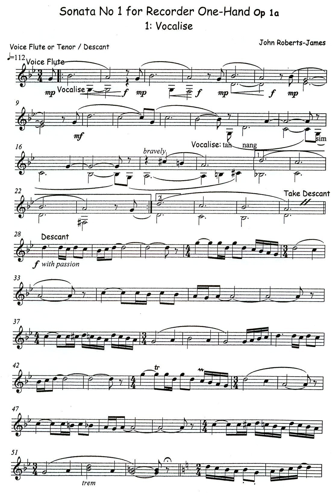 2 Sonatas for Recorder, One Hand Op 1