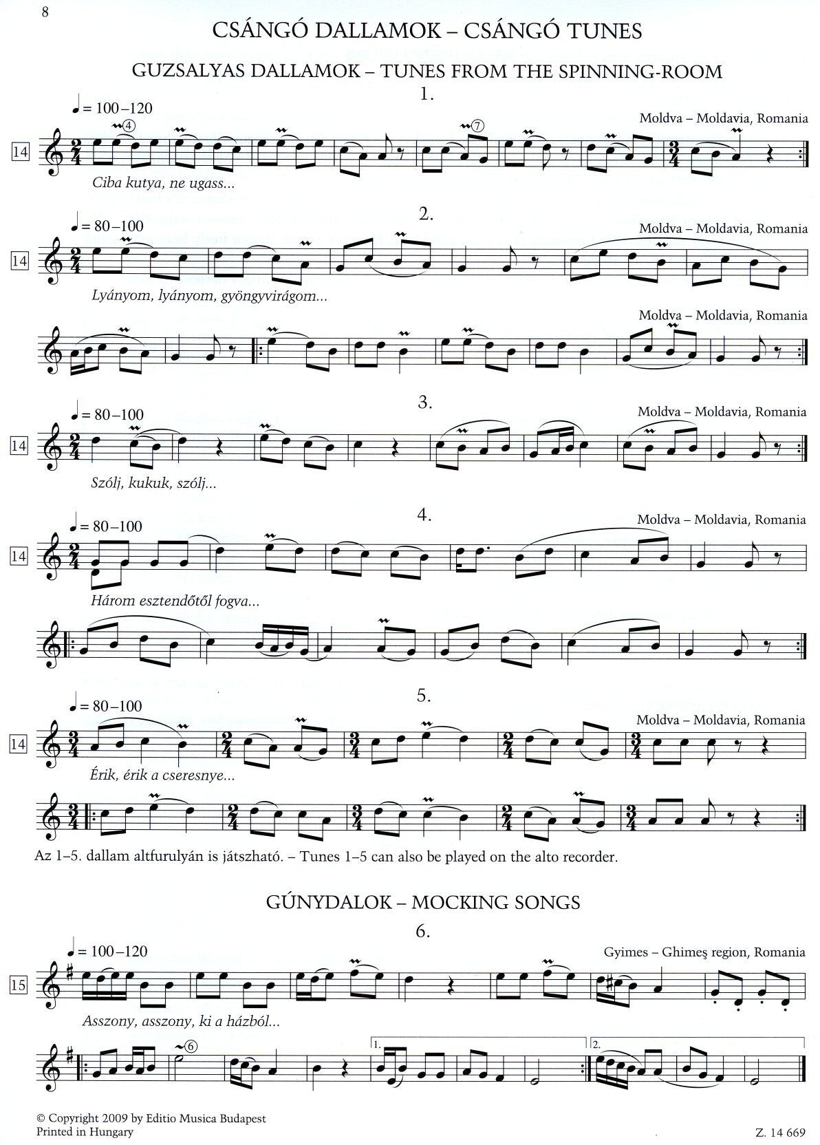 Folk Music for Shepherd's Flute, Hungarian and Romanian Tunes (with CD)