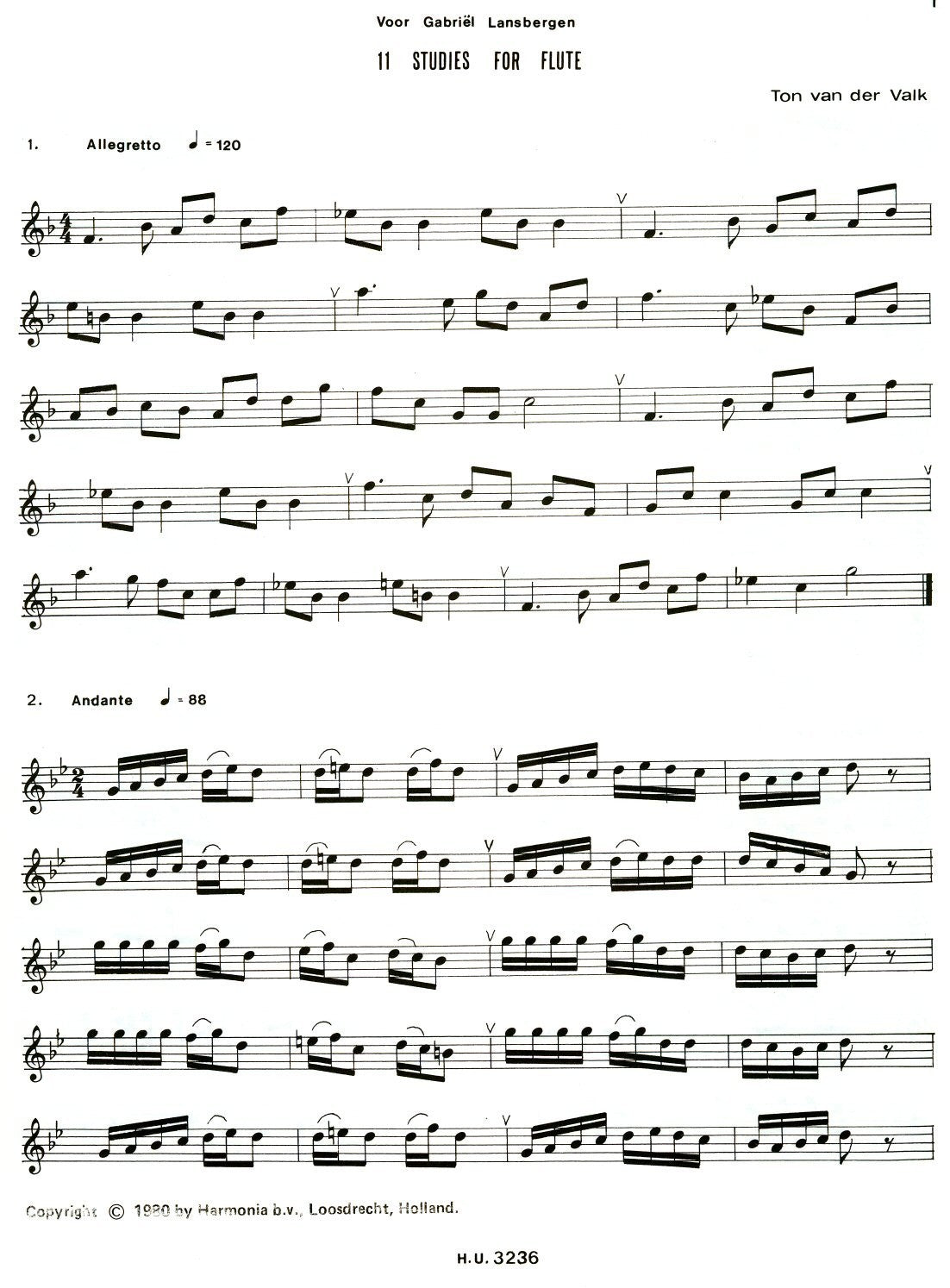 Eleven Studies for Flute or Treble Recorder