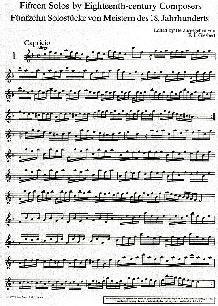 15 Solos by 18th Century Composers