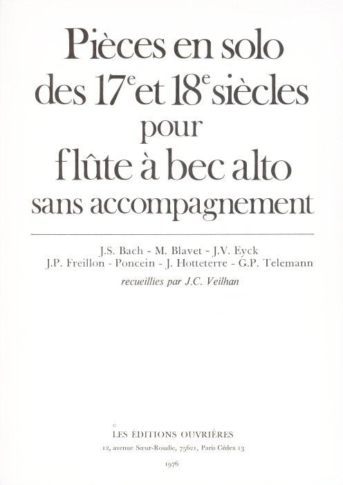 Solo Pieces of the 17th and 18th Century without accompaniment