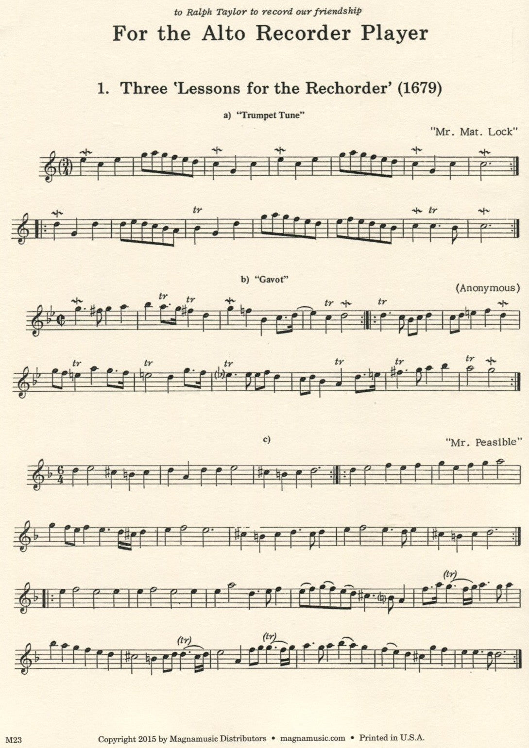 For the Alto Recorder Player