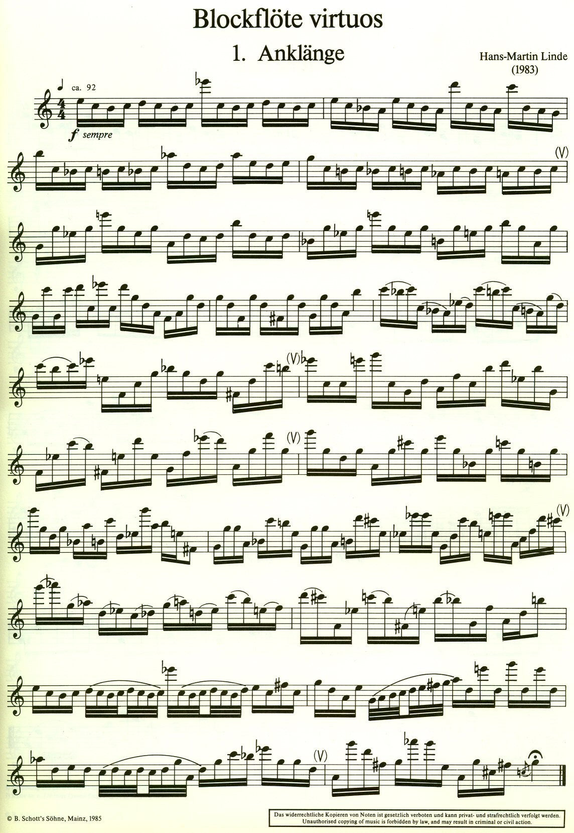 Recorder virtuoso Solo Pieces