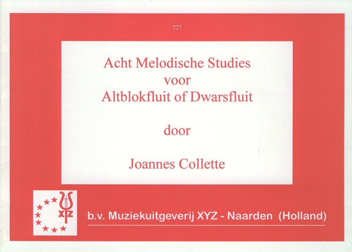 Acht Melodische Studies voor Altblockfluit of Dwarsfluit