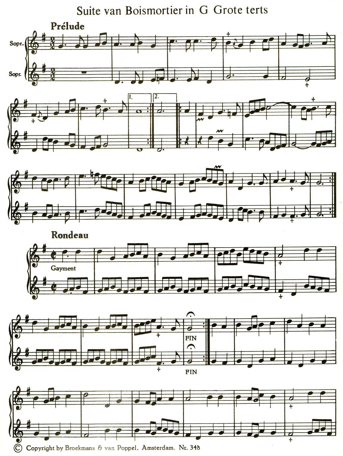 3 Suites in G Major for Two Descants