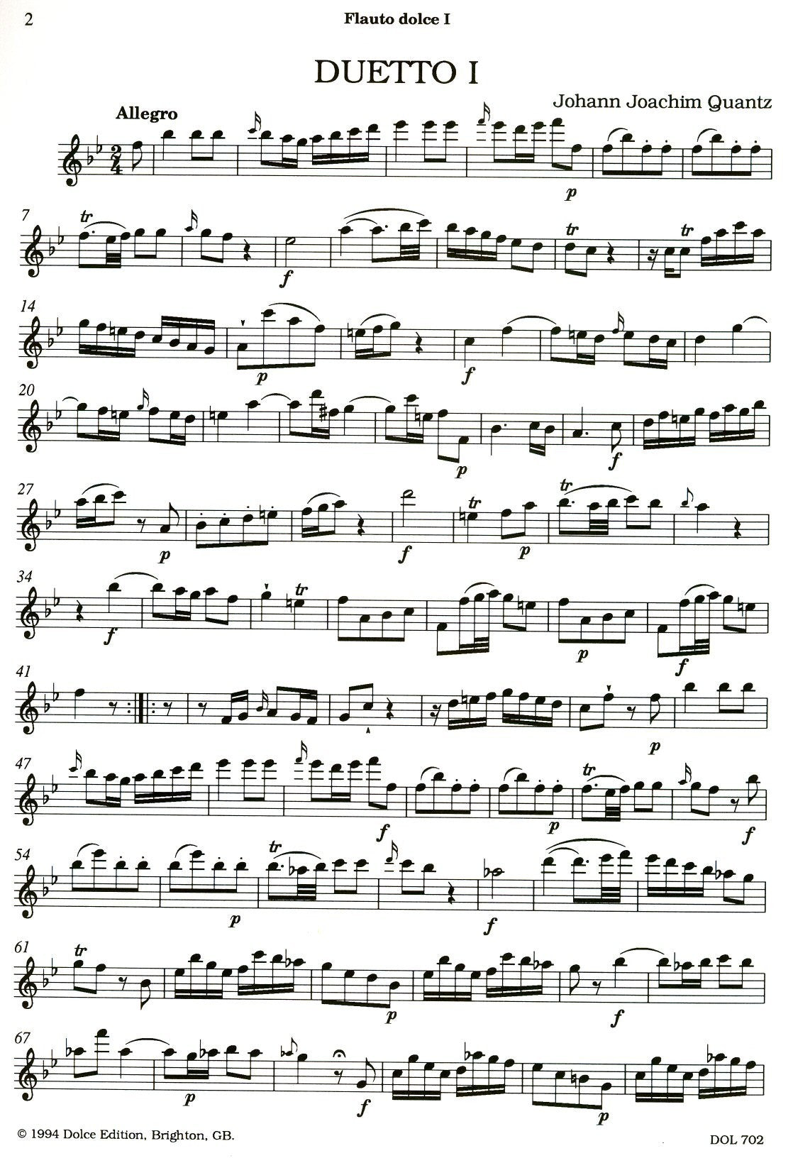 Six Duetti Op 2 (1759)