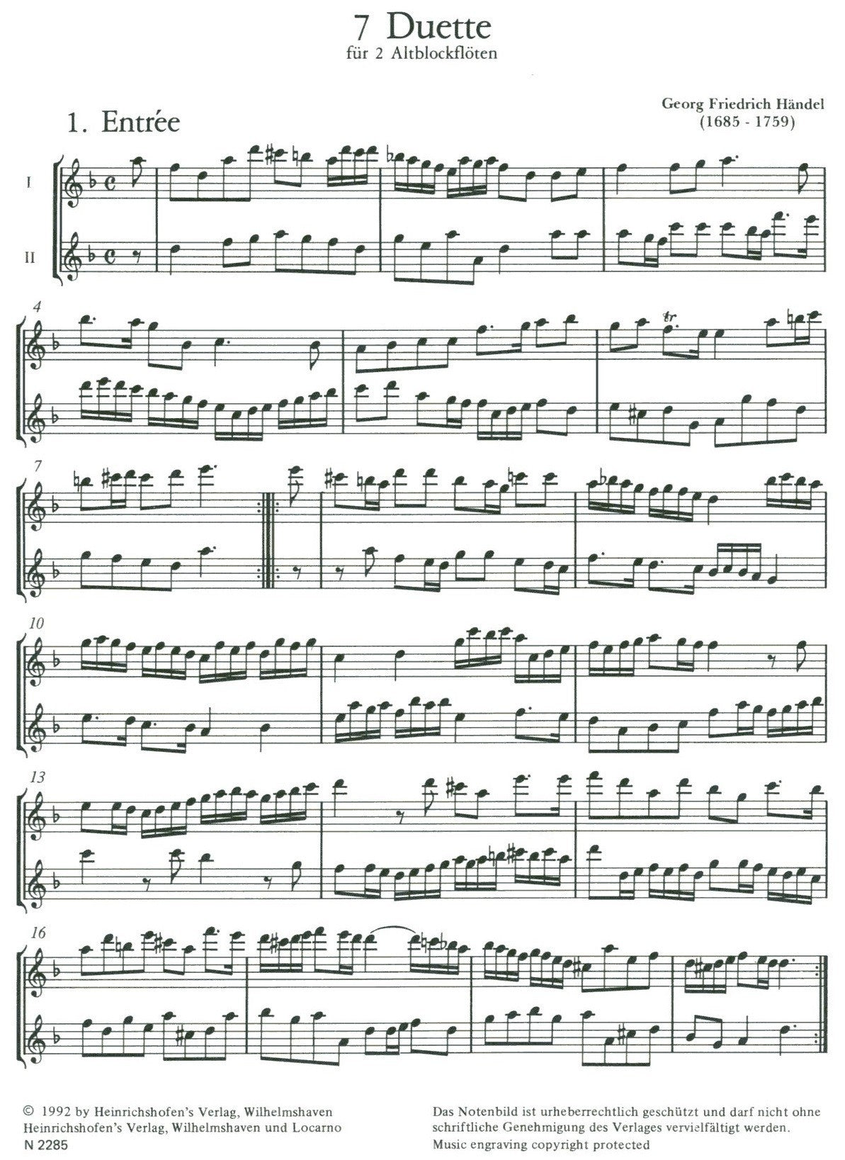 7 Duets for Two Treble recorders