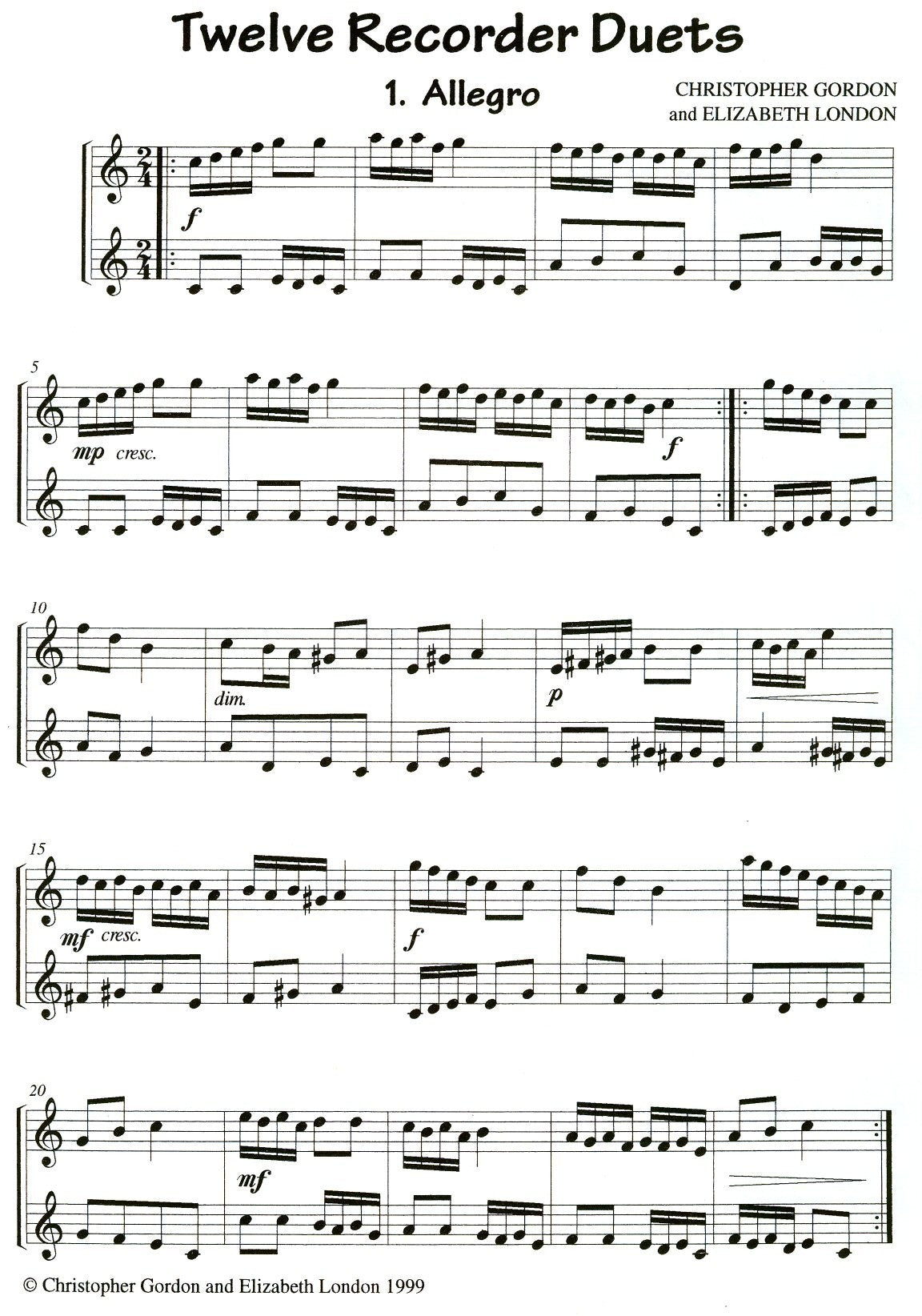 12 Recorder Duets