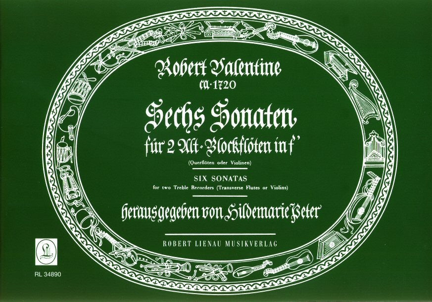 6 Sonatas for two Treble Recorders or Transverse Flutes