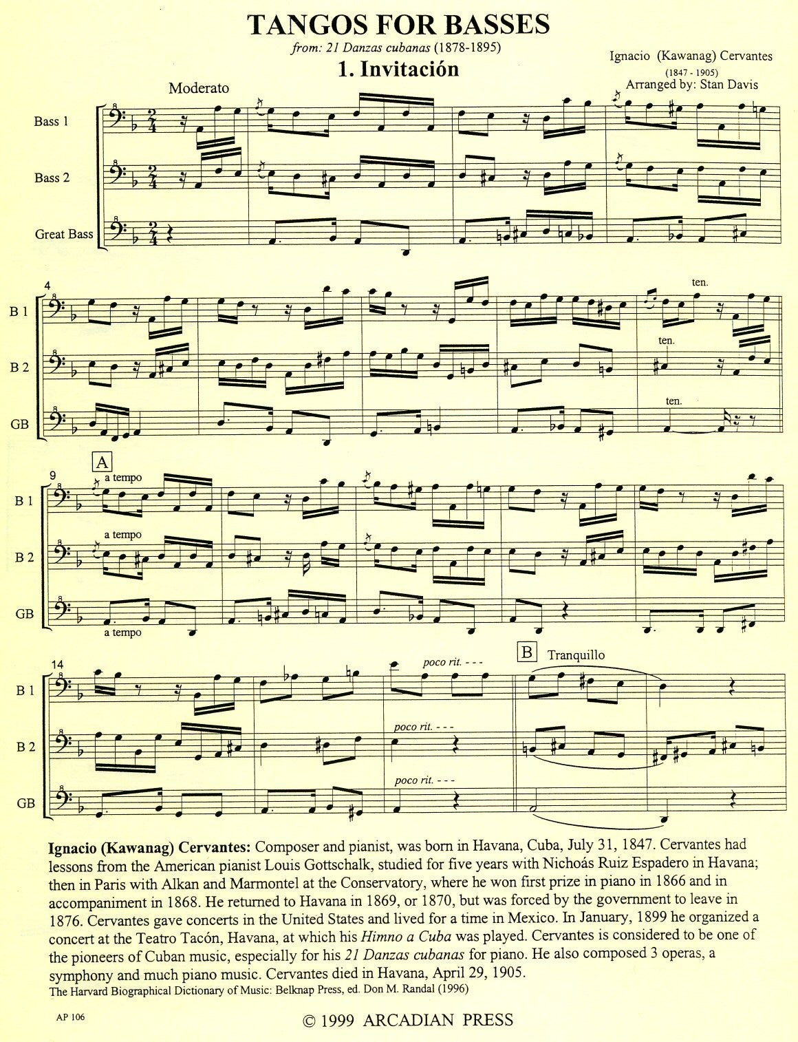 Tangos for Basses from 21 Danzas cubanas