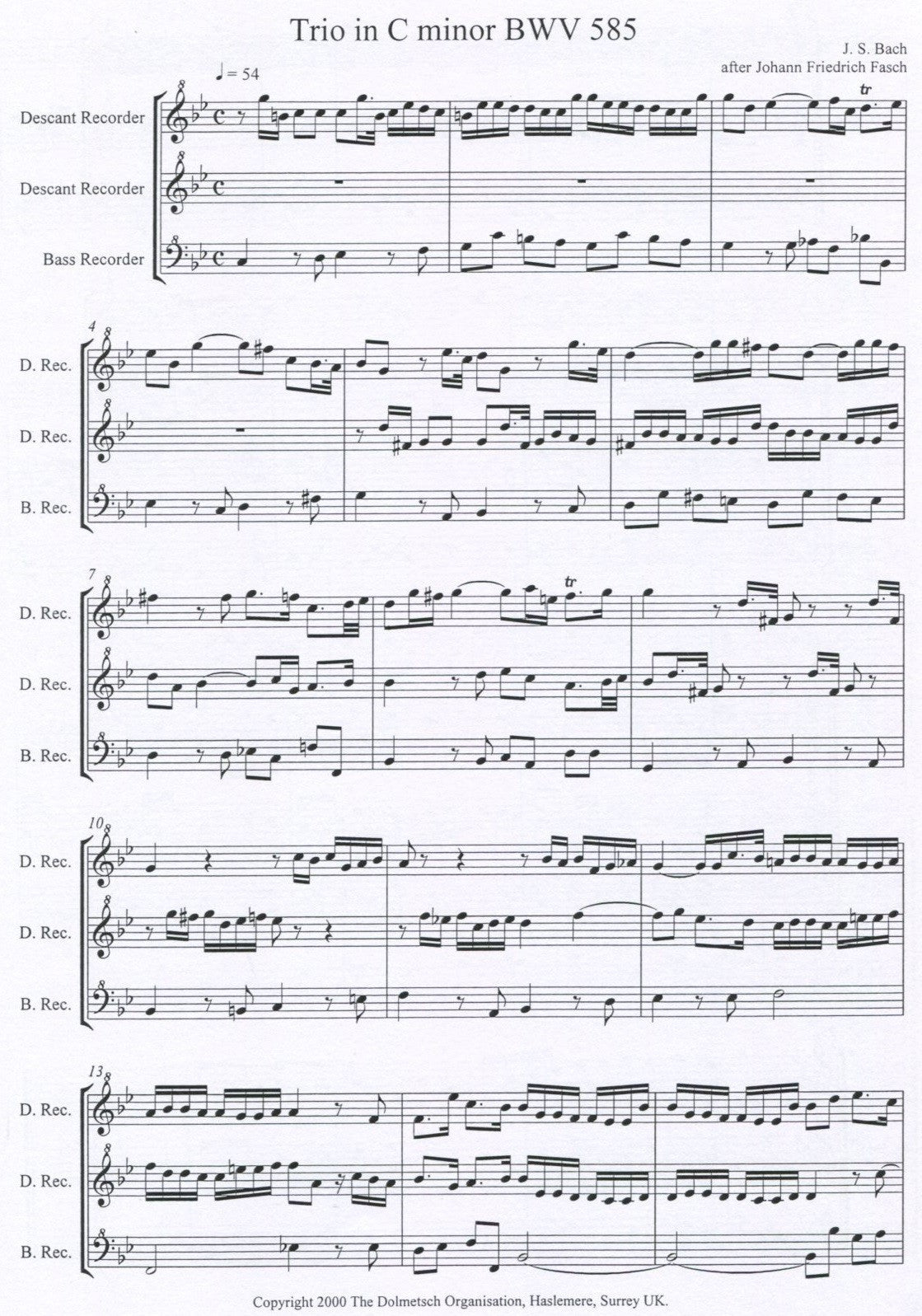 Three Trios BWV 585, 586, 587