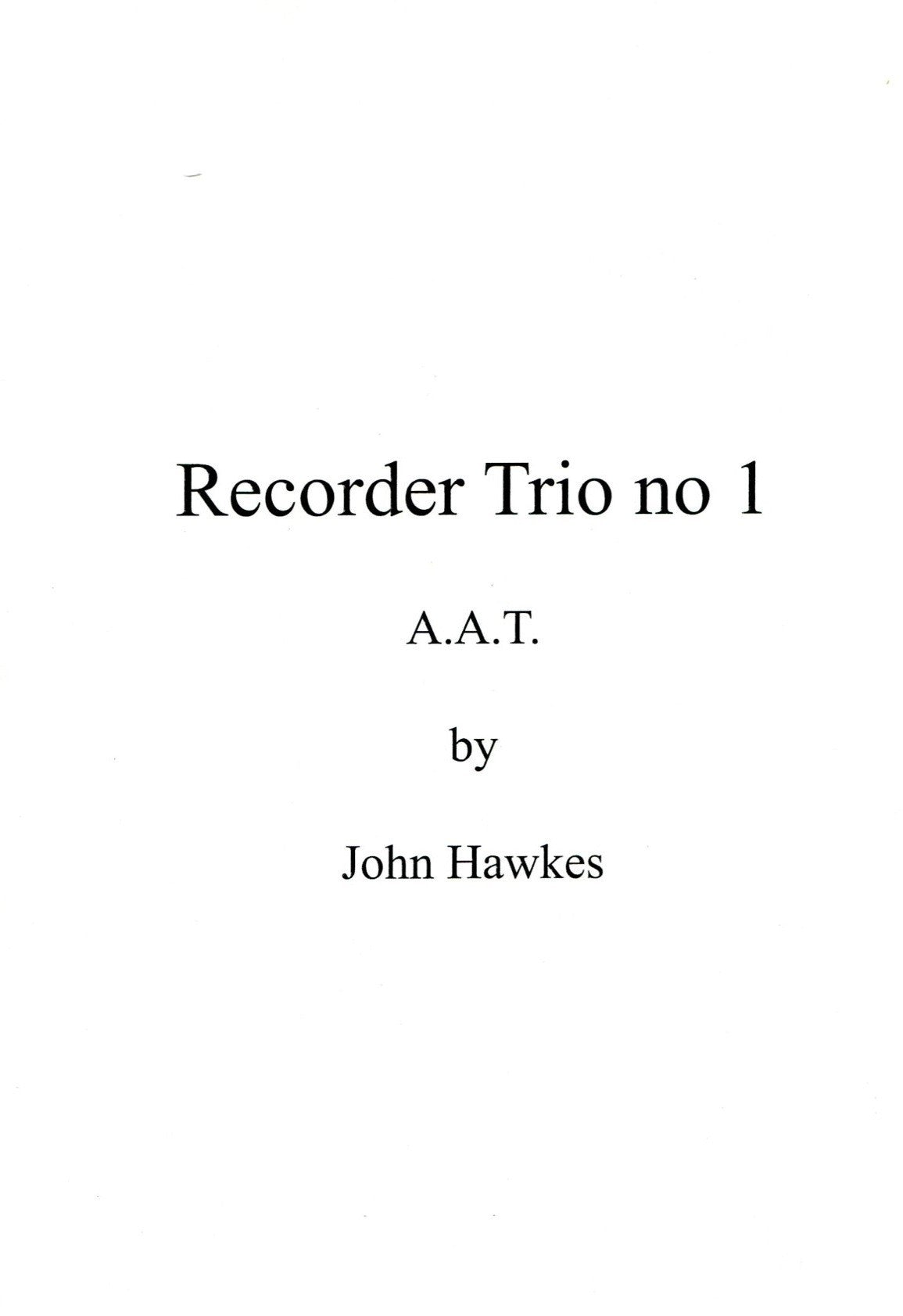 Recorder Trio No 1