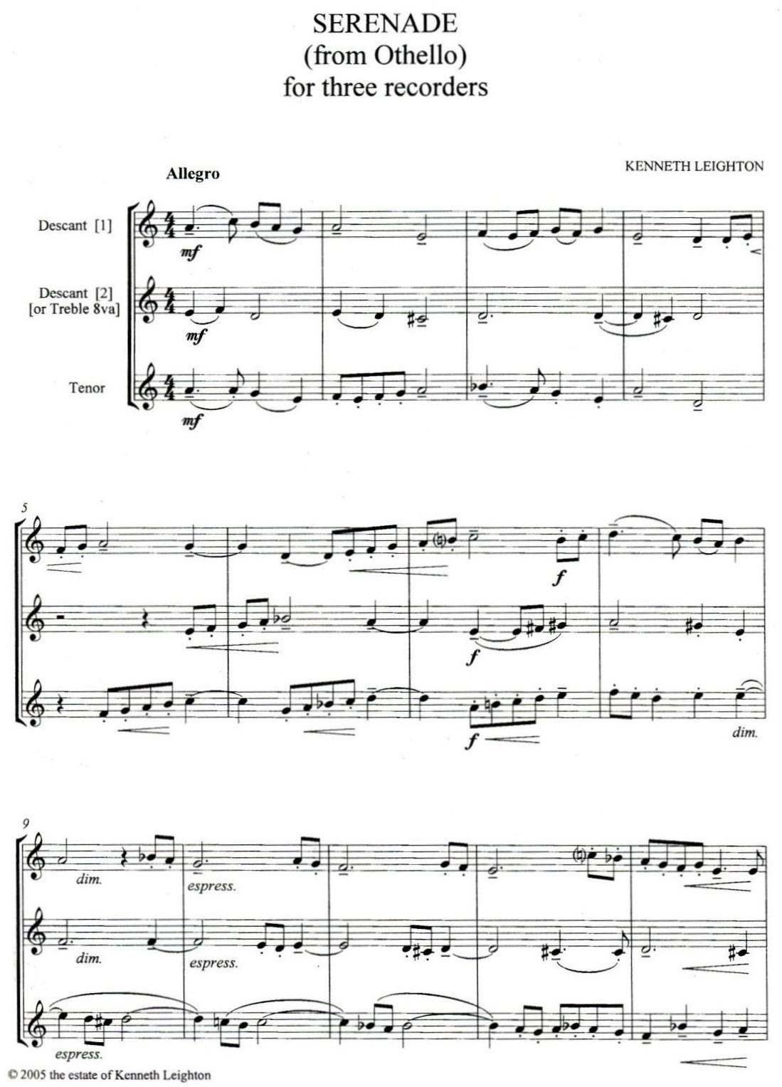 Serenade (from Othello)