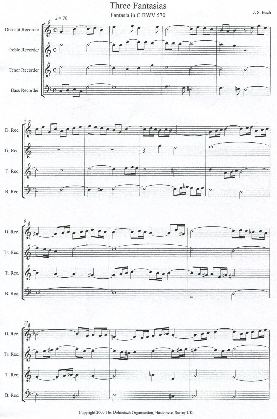 Three Fantasias BWV570, 563, 735