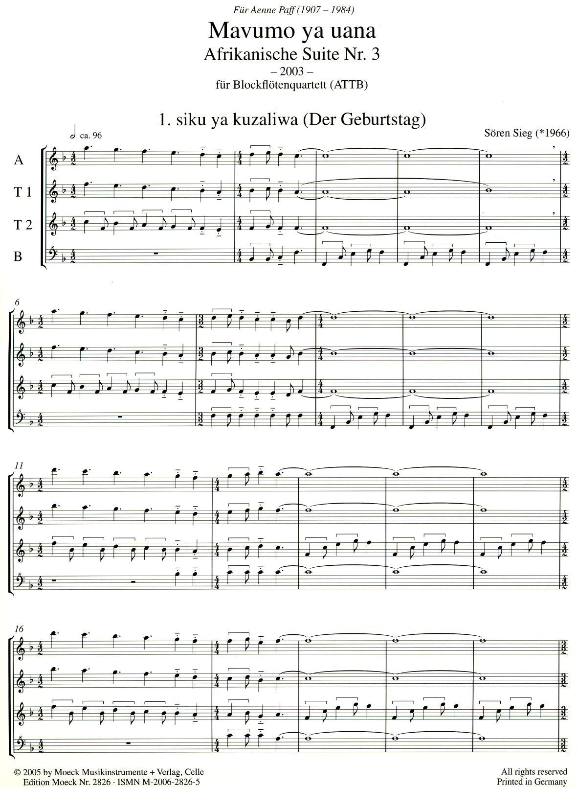 Mavumo ya uana: African Suite No 3