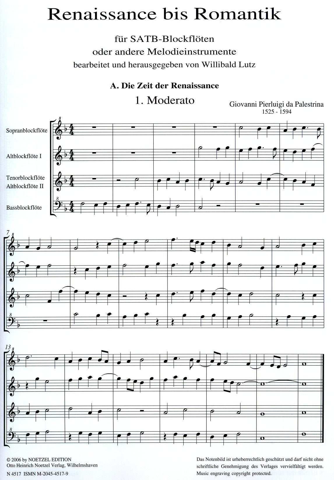 Renaissance to Romantic  Album for SATB Recorder Quartet