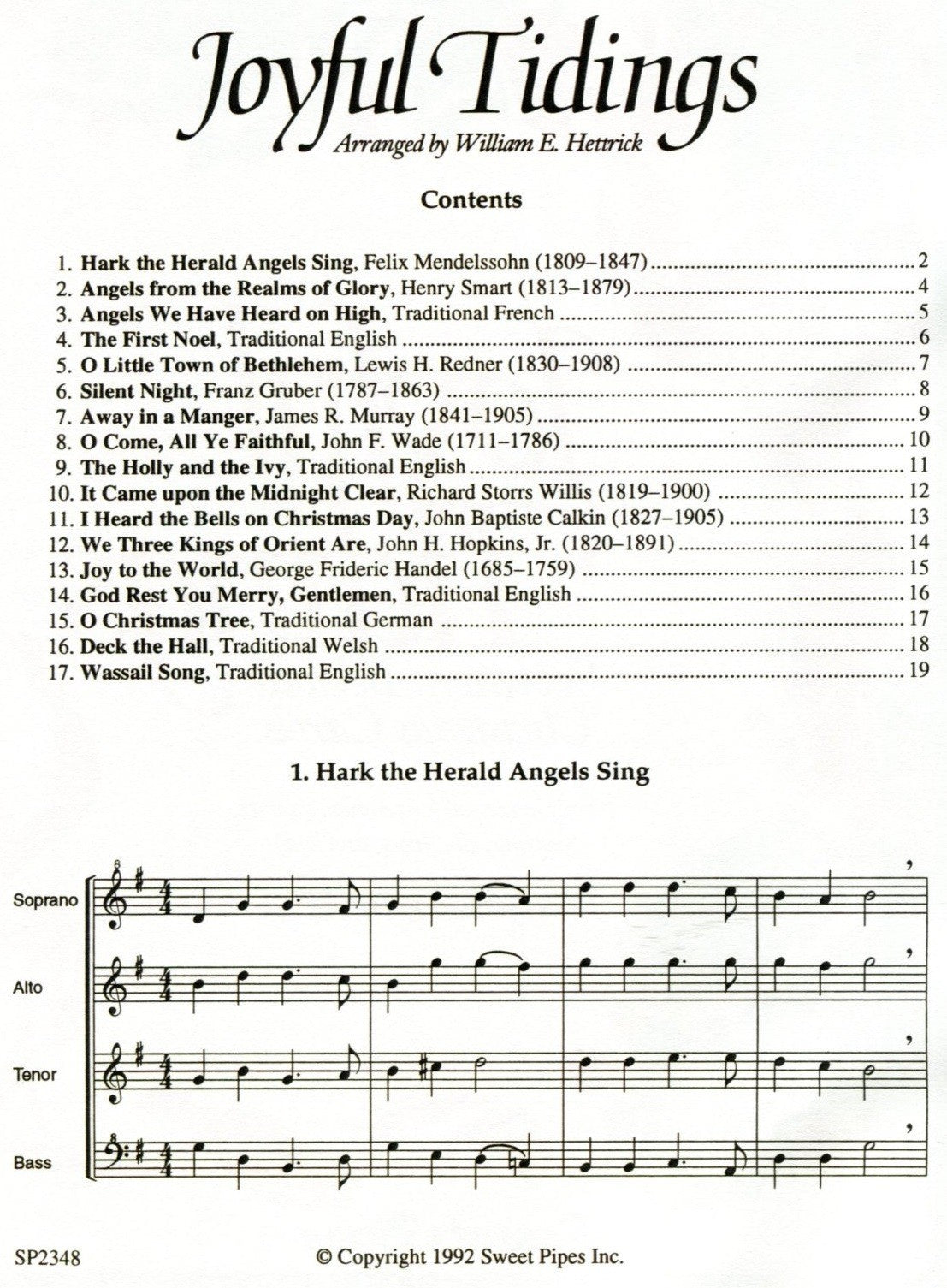 Joyful Tidings: Seventeen Beloved Christmas Carols