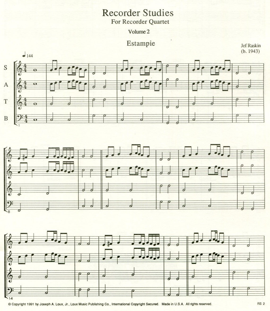 Recorder Studies 2: Studies for the Recorder Quartet